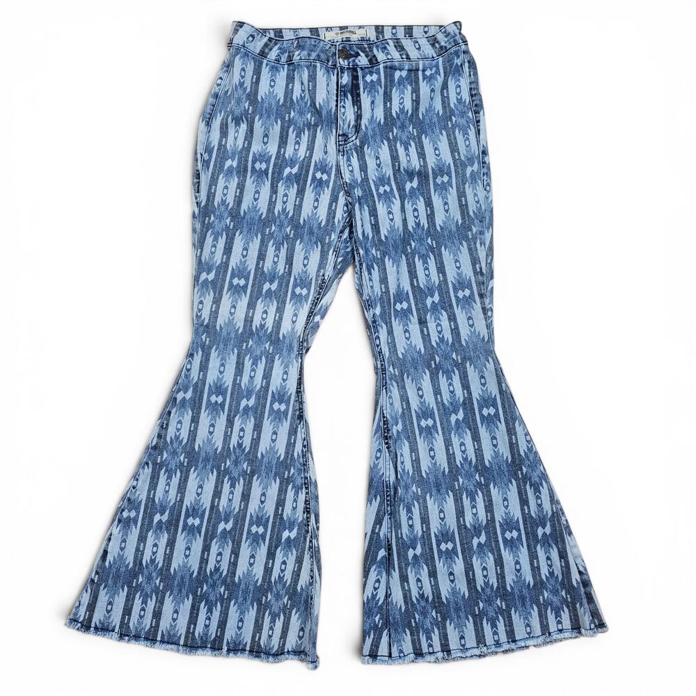 ROCK & ROLL DENIM Bargain Bell Bottom Jeans Women's 32x30 Aztec Flare Western